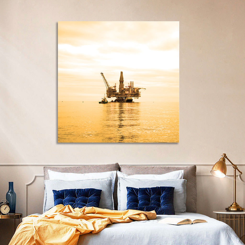 Golden Hour Oil Rig Wall Art