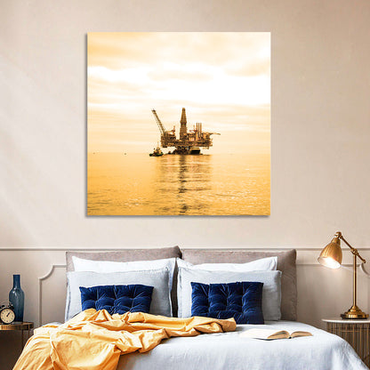 Oil Rig Sunset Wall Art