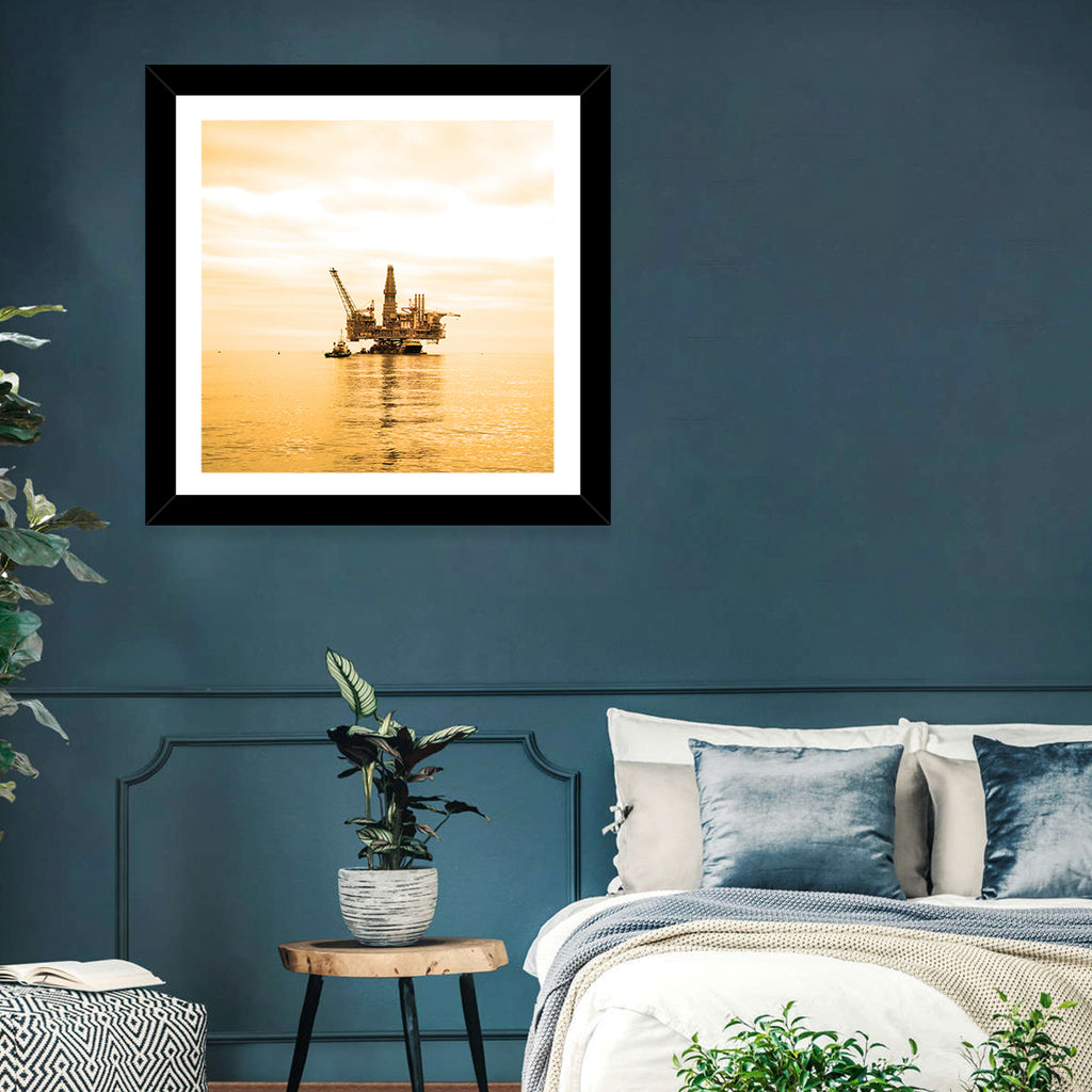 Golden Hour Oil Rig Wall Art