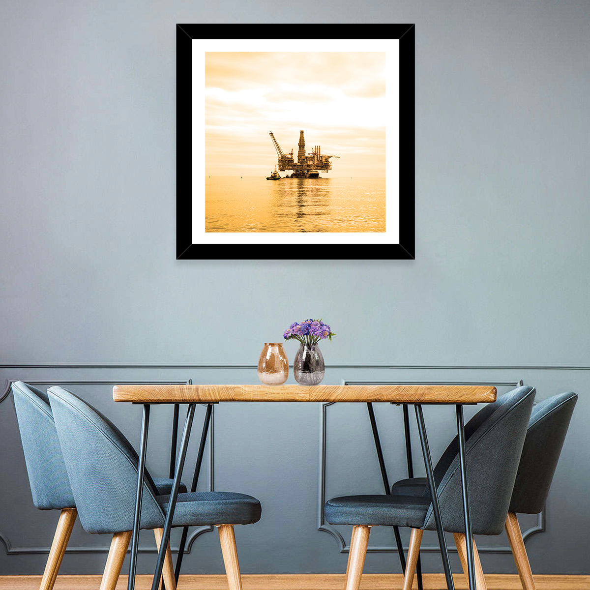 Golden Hour Oil Rig Wall Art