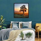 Misty Meadow Sunrise with Lone Tree Wall Art