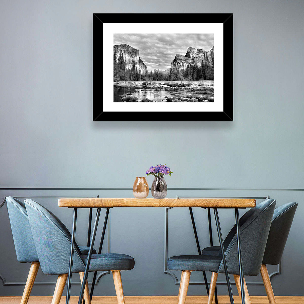 Yosemite Valley Winter View Wall Art in a room, landscape