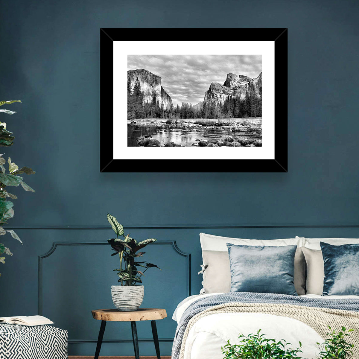 Yosemite Valley Winter View Wall Art in a room, landscape