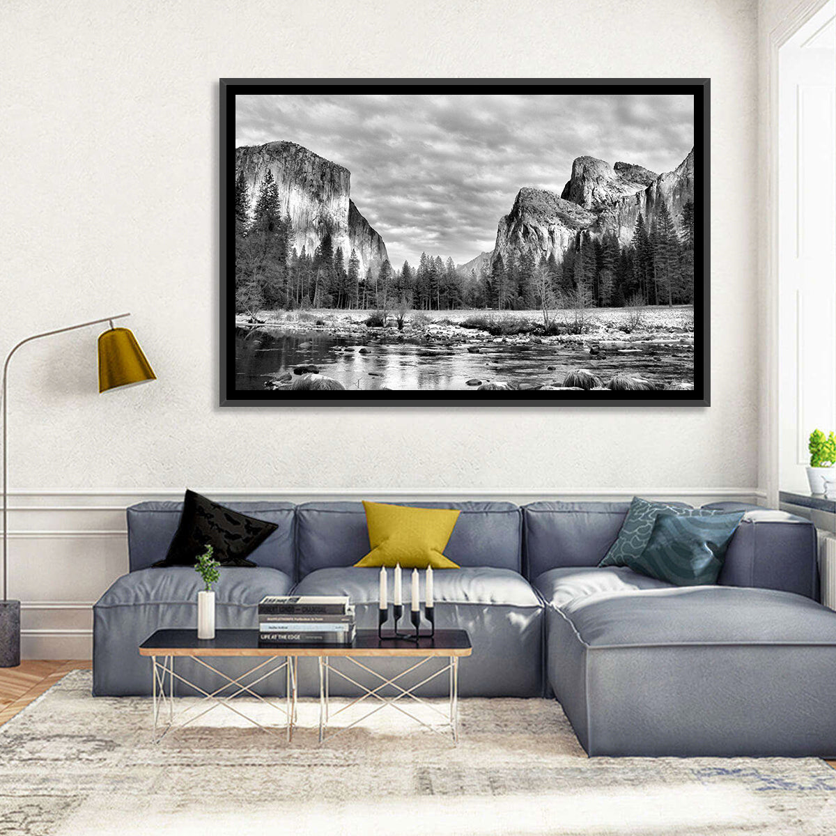 Yosemite Valley Winter View Wall Art in a room, landscape