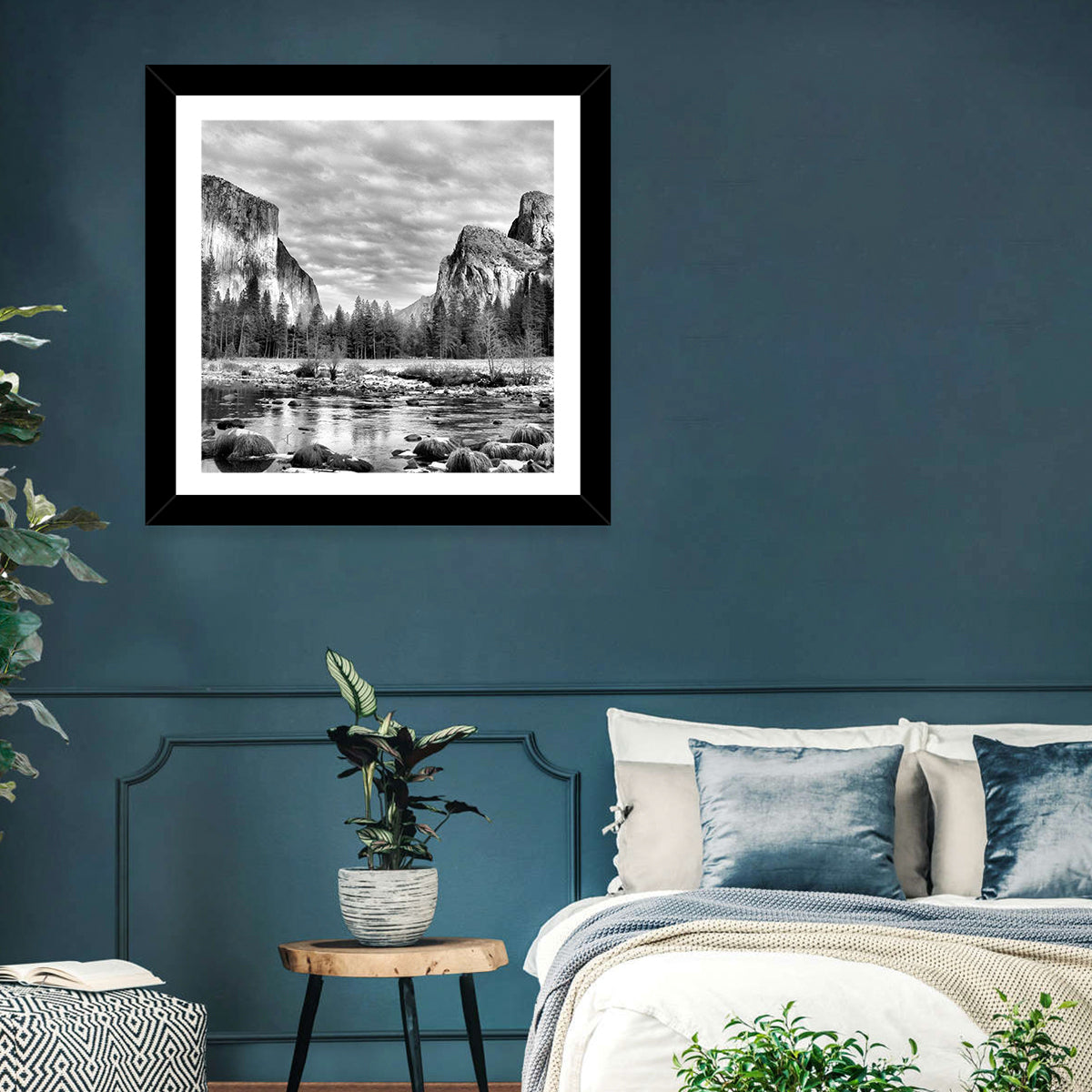 Yosemite Valley Winter View Wall Art in a room, landscape