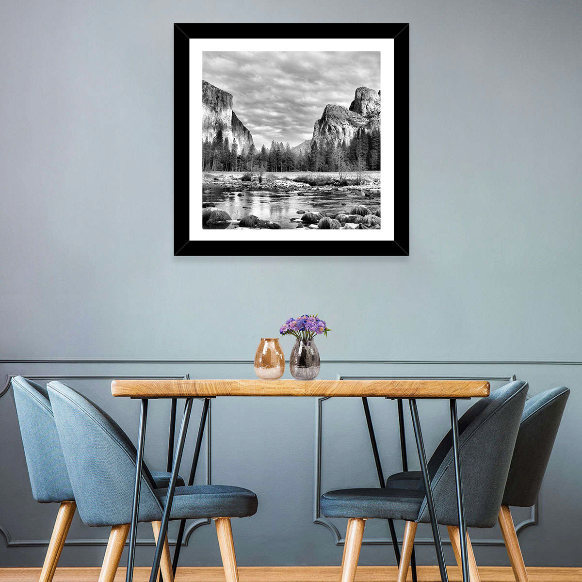 Yosemite Valley Winter View Wall Art in a room, landscape