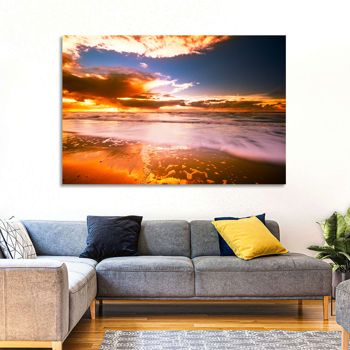 Golden Hour Beach Sunset Wall Art