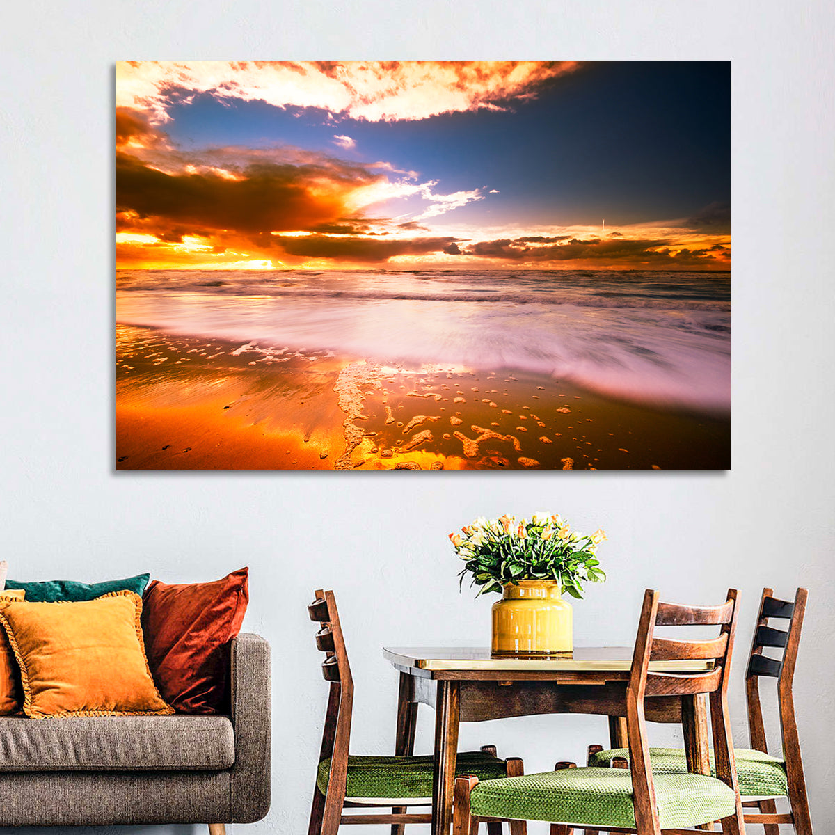 Golden Hour Beach Sunset Wall Art