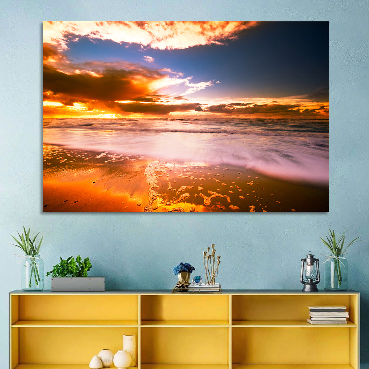 Golden Hour Beach Sunset Wall Art