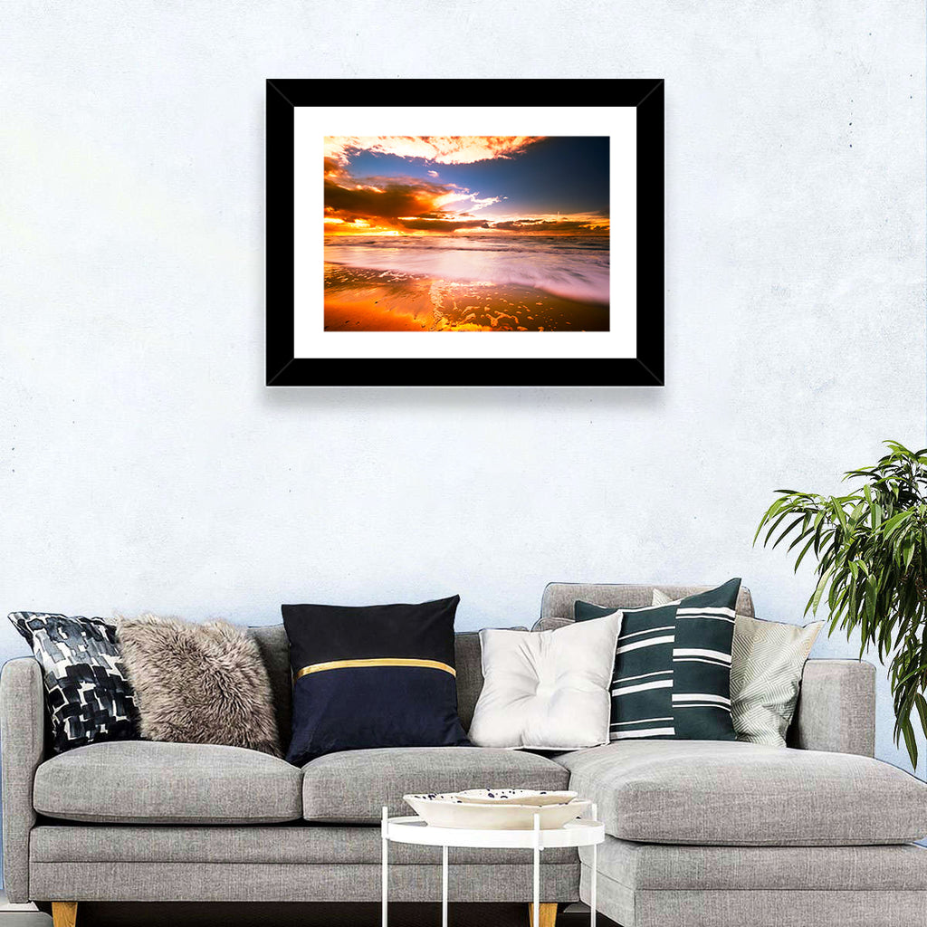 Golden Hour Beach Sunset Wall Art