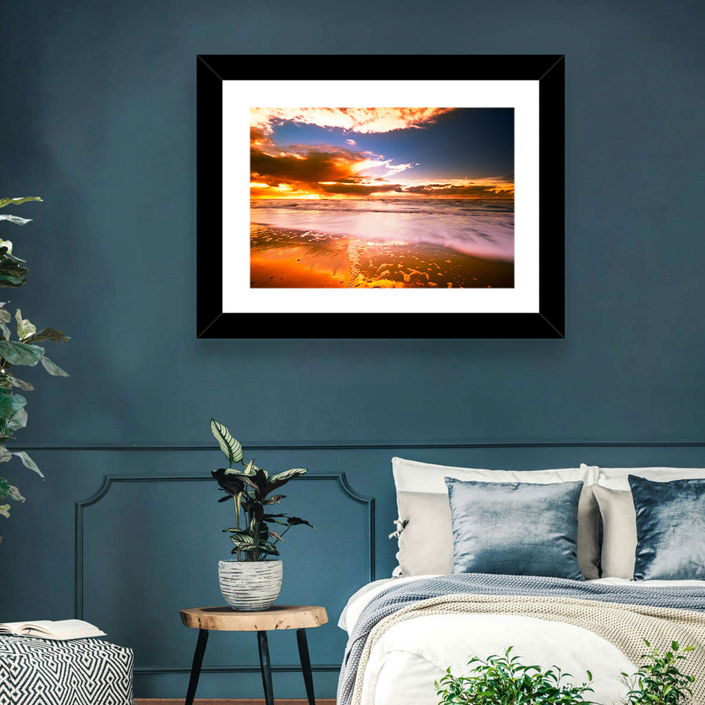 Golden Hour Beach Sunset Wall Art