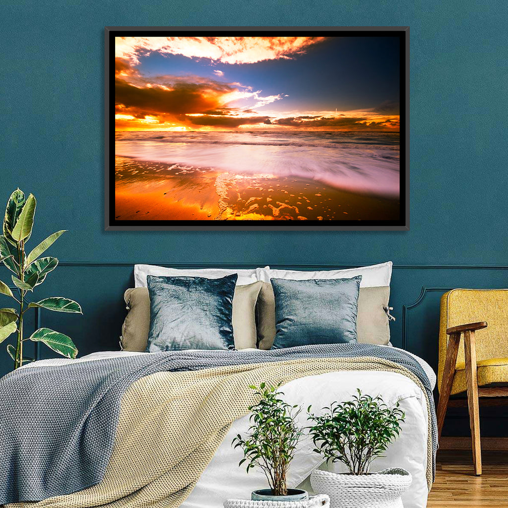 Golden Hour Beach Sunset Wall Art