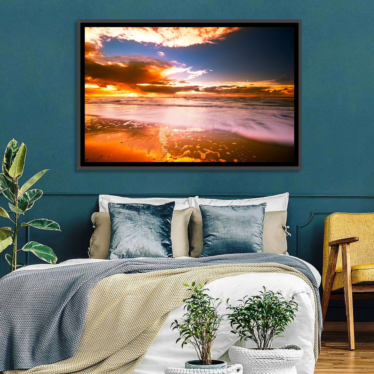Golden Hour Beach Sunset Wall Art