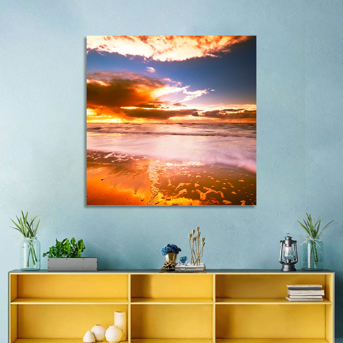 Golden Hour Beach Sunset Wall Art