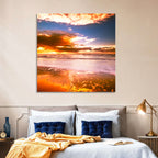 Golden Hour Beach Sunset Wall Art