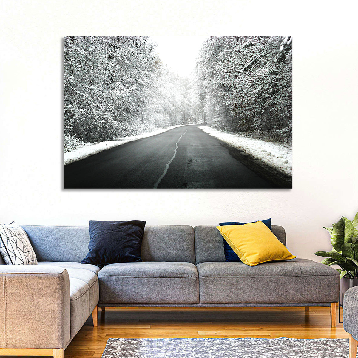Glowing Winter Road Wall Art