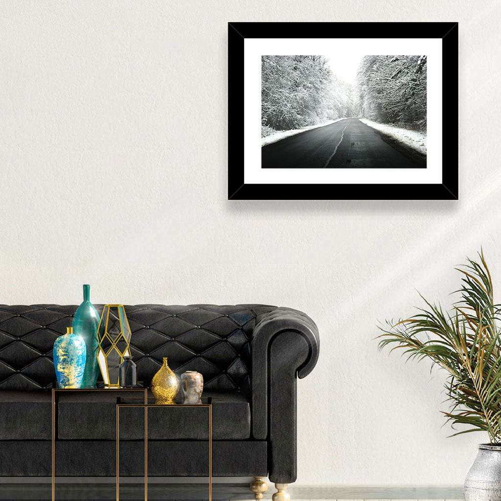 Glowing Winter Road Wall Art