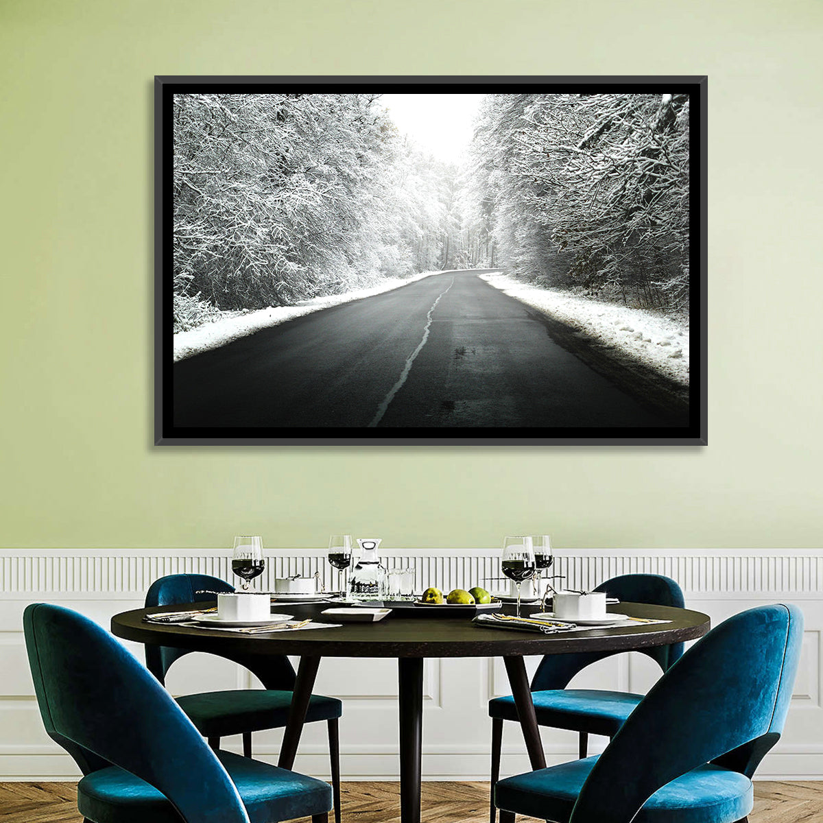 Glowing Winter Road Wall Art