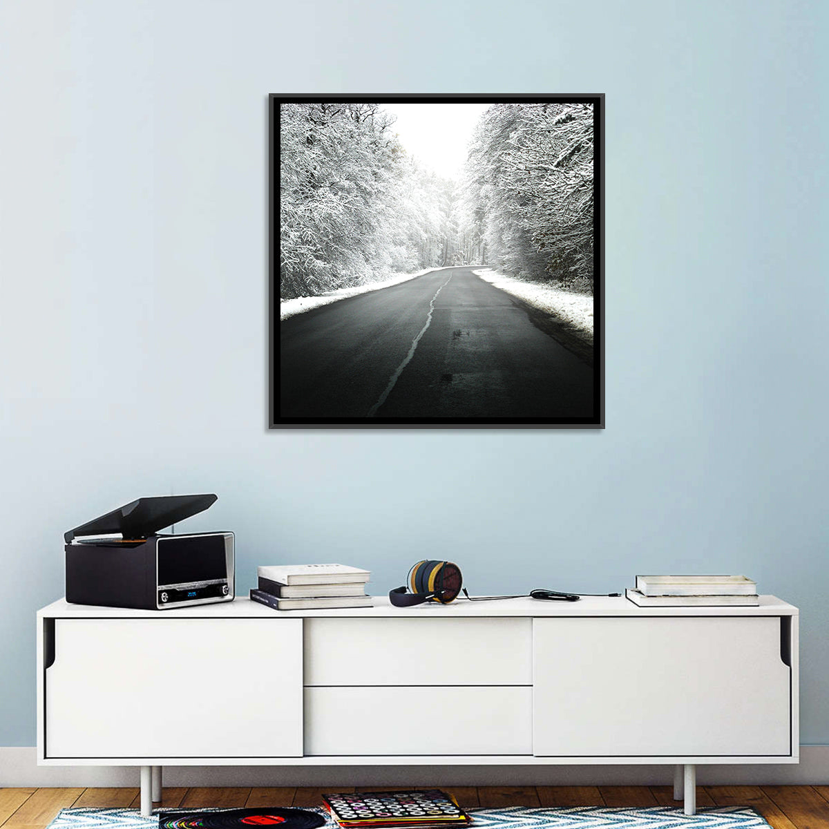 Glowing Winter Road Wall Art