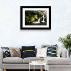 Rainforest Waterfall with Moss Covered Boulders Wall Art