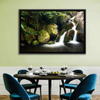Rainforest Waterfall with Moss Covered Boulders Wall Art