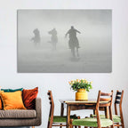 Silhouetted Horse Riders in Mist Wall Art