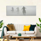 Silhouetted Horse Riders in Mist Wall Art