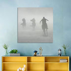 Silhouetted Horse Riders in Mist Wall Art