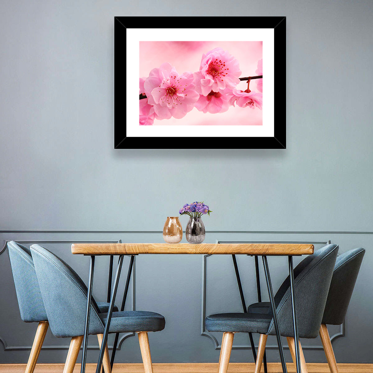 Cherry Blossom Branch Wall Art in a room, landscape