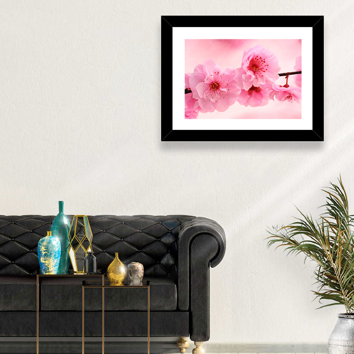 Cherry Blossom Branch Wall Art in a room, landscape