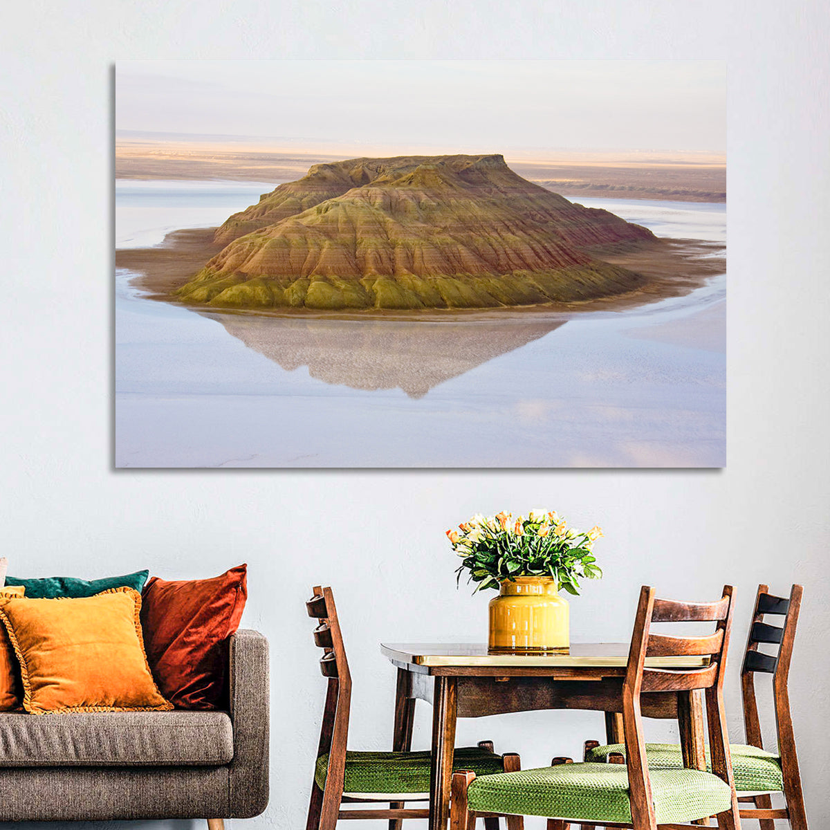 Salt Hill Reflection Wall Art in a room, landscape