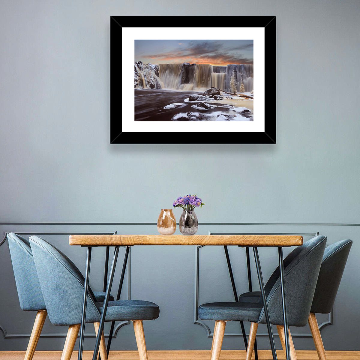 Frozen Waterfall at Sunset Wall Art