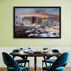 Frozen Waterfall at Sunset Wall Art