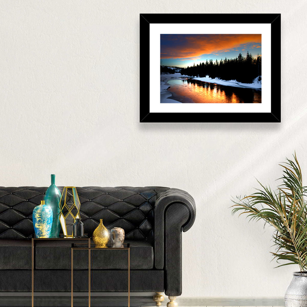 Golden Sunset Over Snowy River Wall Art