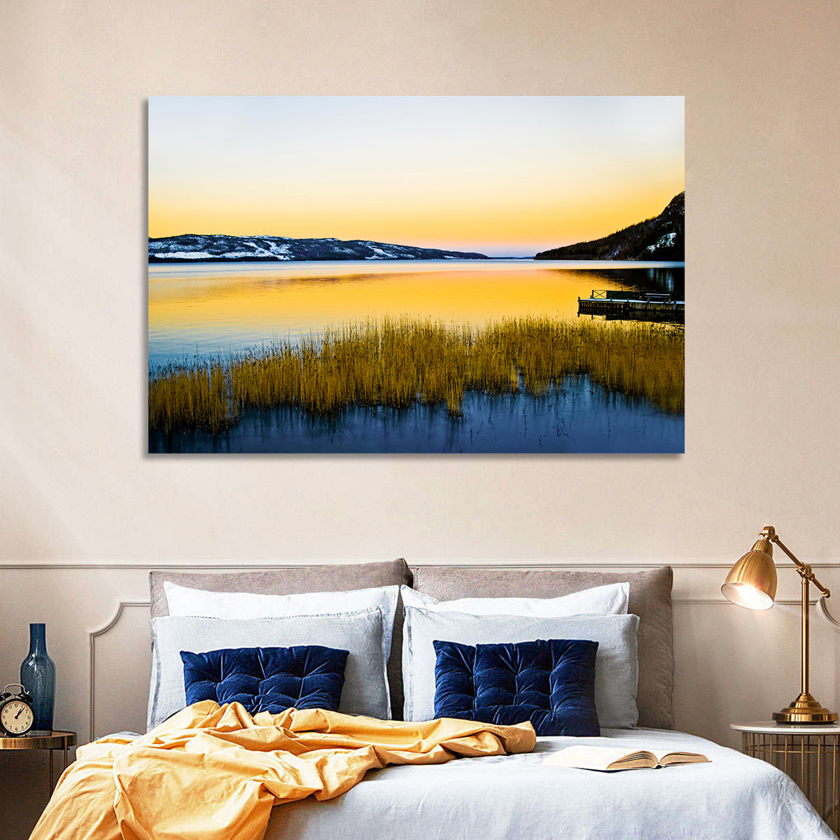 Lapland Lake Sunrise Wall Art in a room, landscape