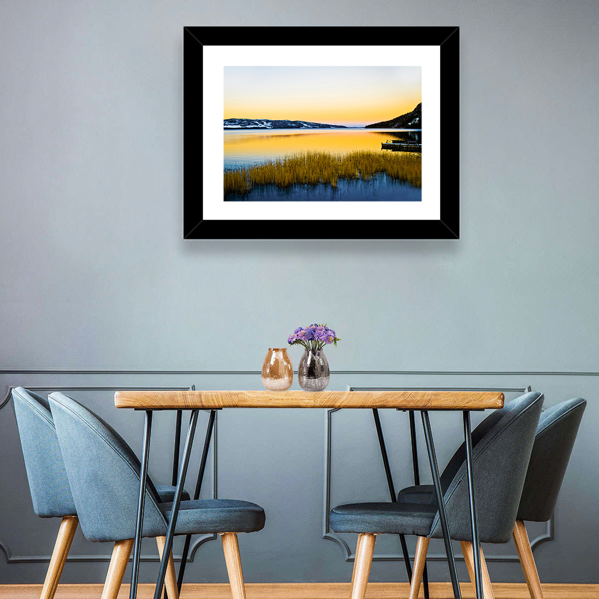 Lapland Lake Sunrise Wall Art in a room, landscape