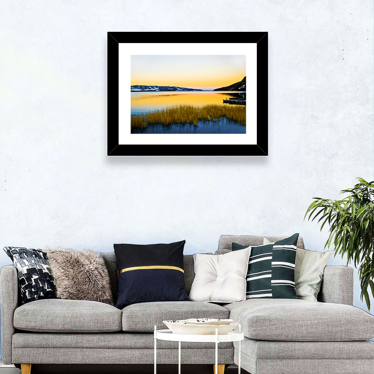 Lapland Lake Sunrise Wall Art in a room, landscape