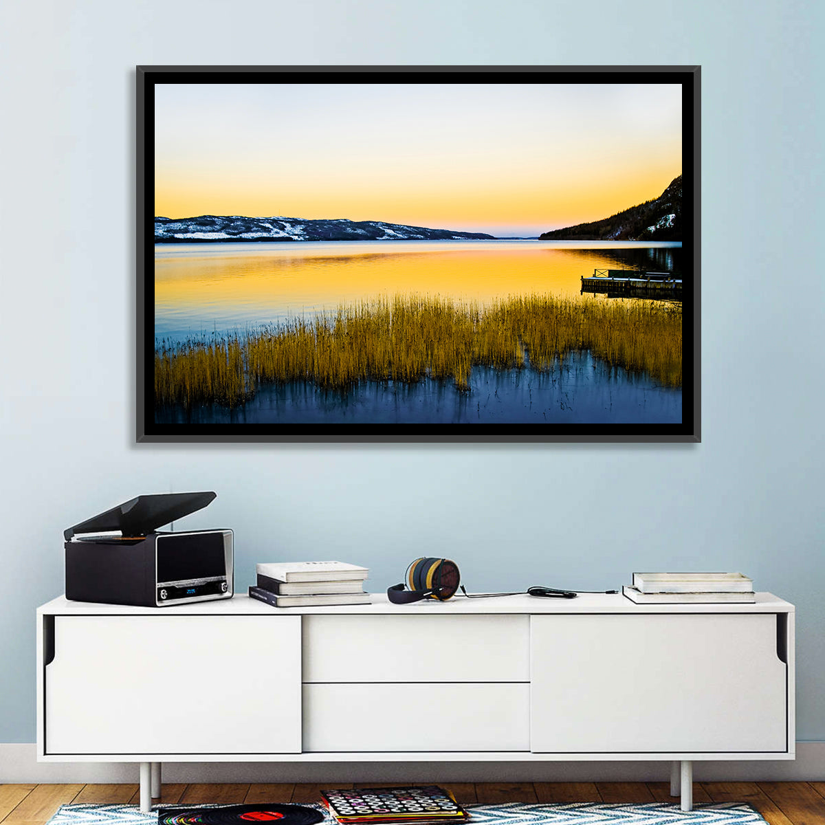 Lapland Lake Sunrise Wall Art in a room, landscape