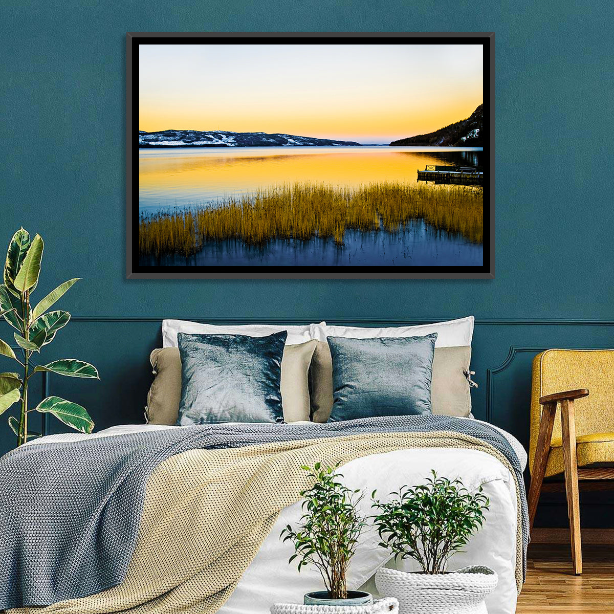 Lapland Lake Sunrise Wall Art in a room, landscape