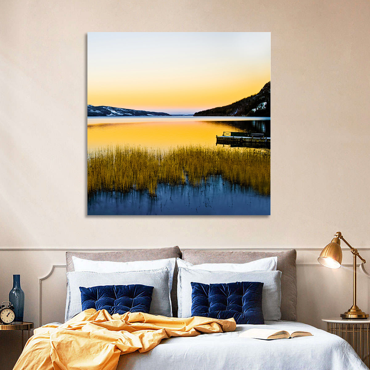 Lapland Lake Sunrise Wall Art in a room, landscape