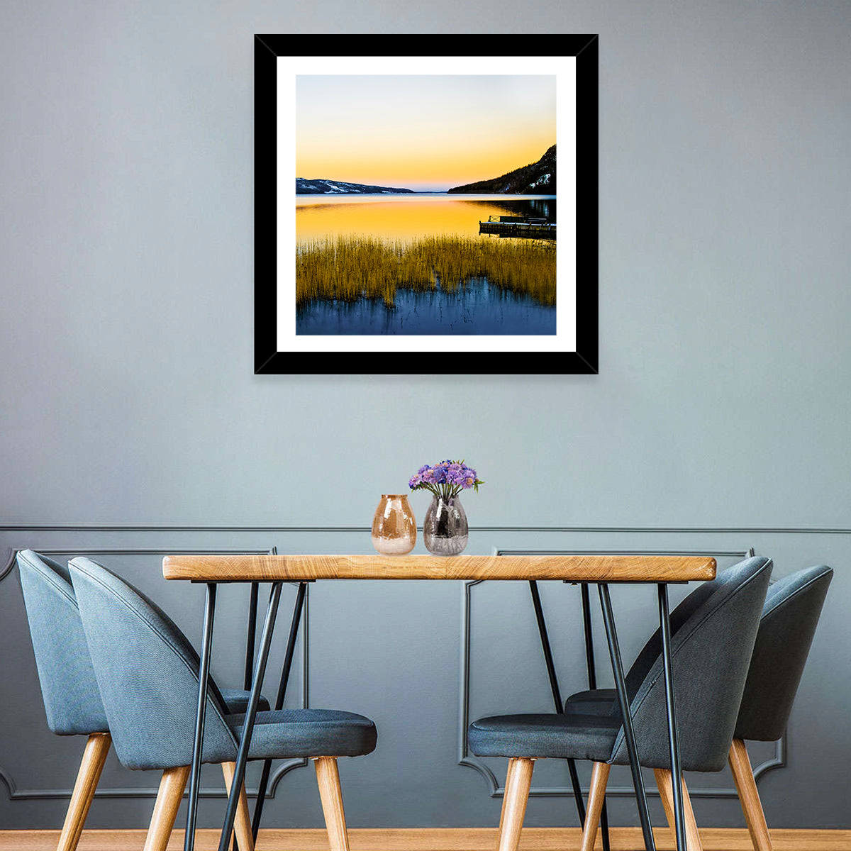 Lapland Lake Sunrise Wall Art in a room, landscape