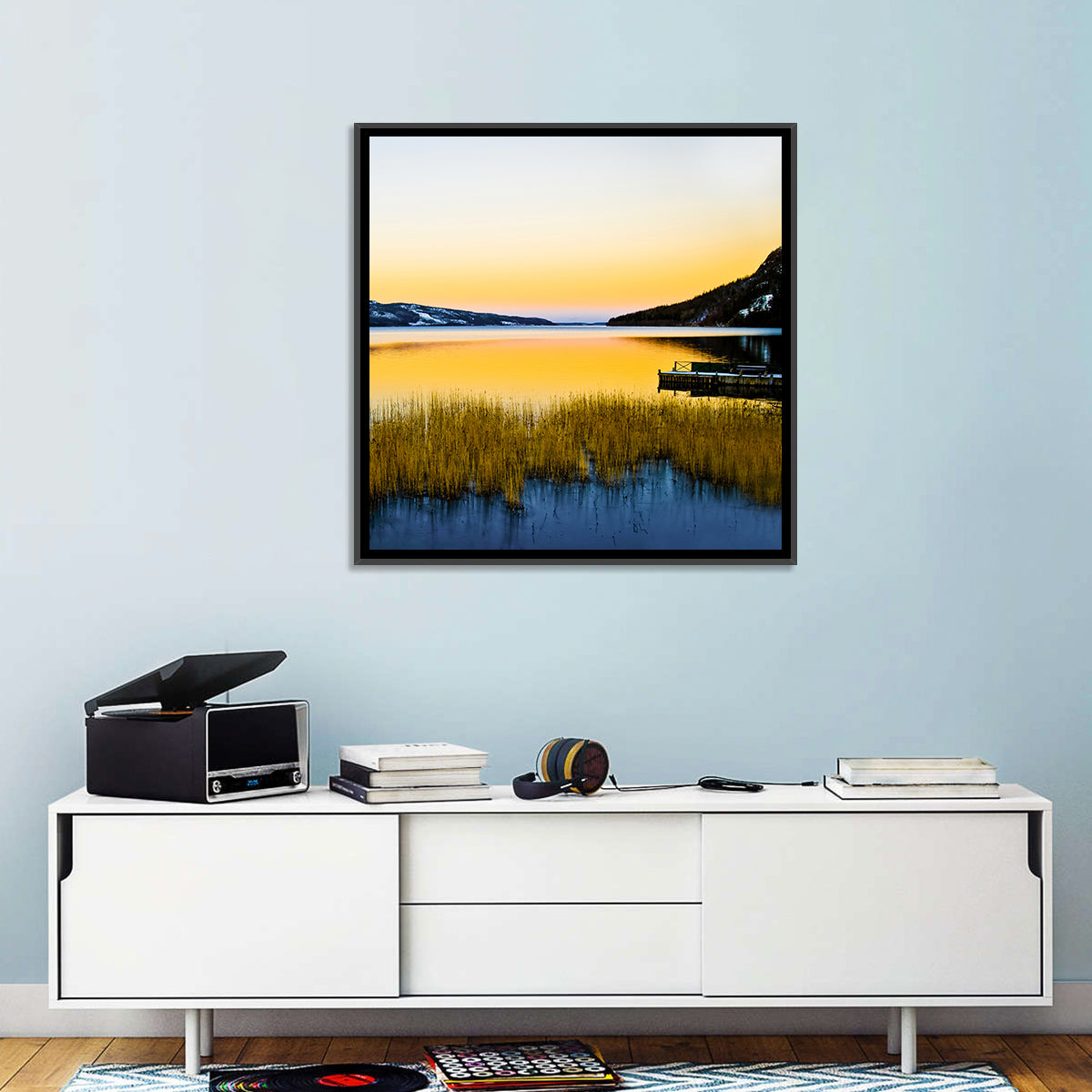Lapland Lake Sunrise Wall Art in a room, landscape