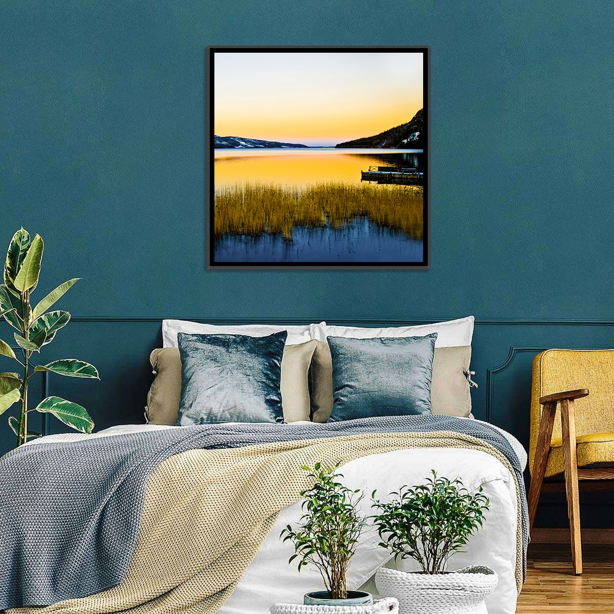 Lapland Lake Sunrise Wall Art in a room, landscape