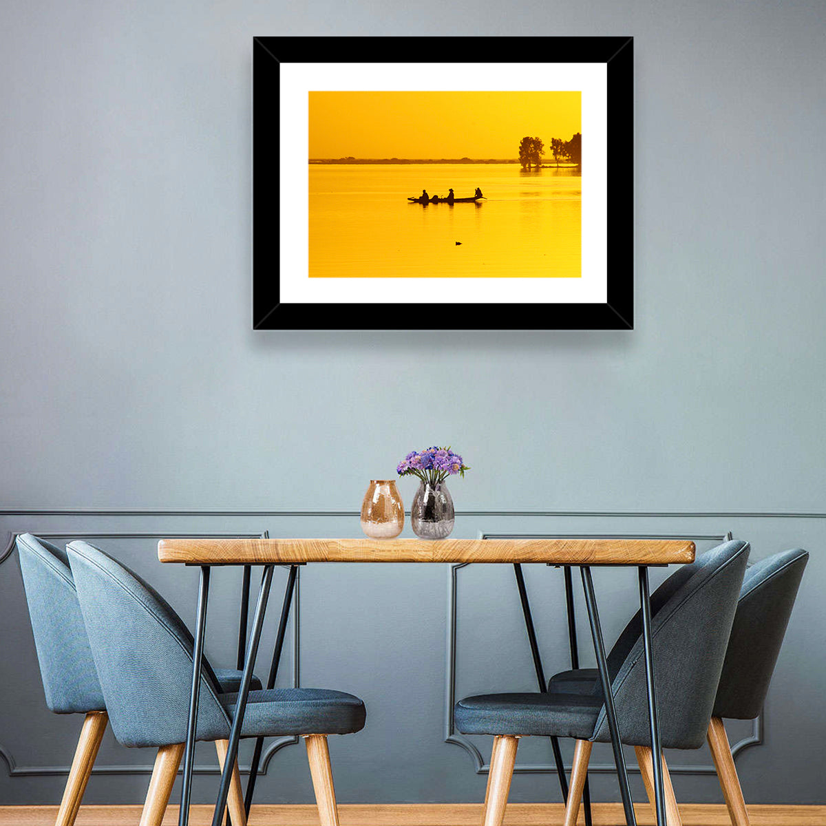 Pirogue at Golden Dusk Wall Art