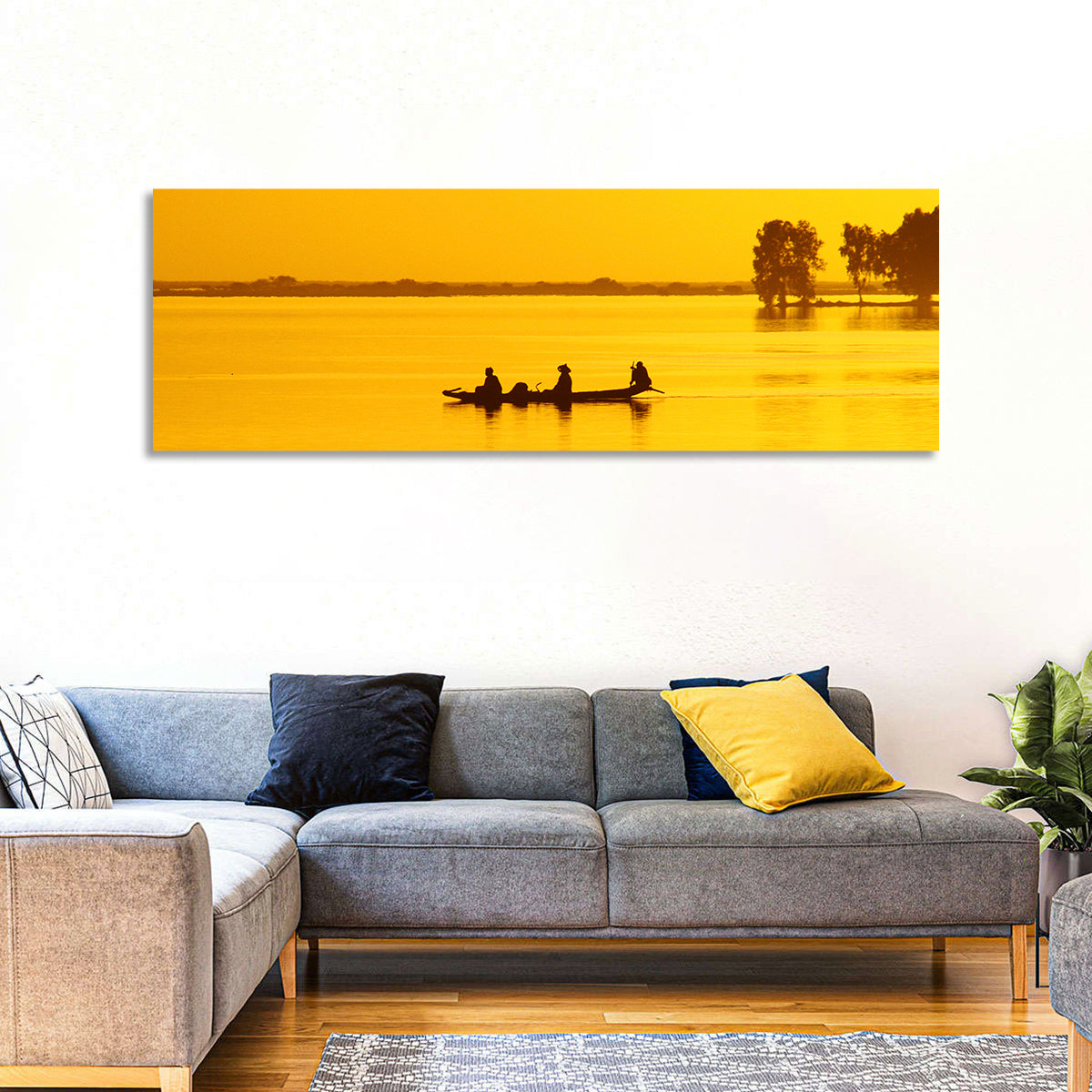 Pirogue at Golden Dusk Wall Art