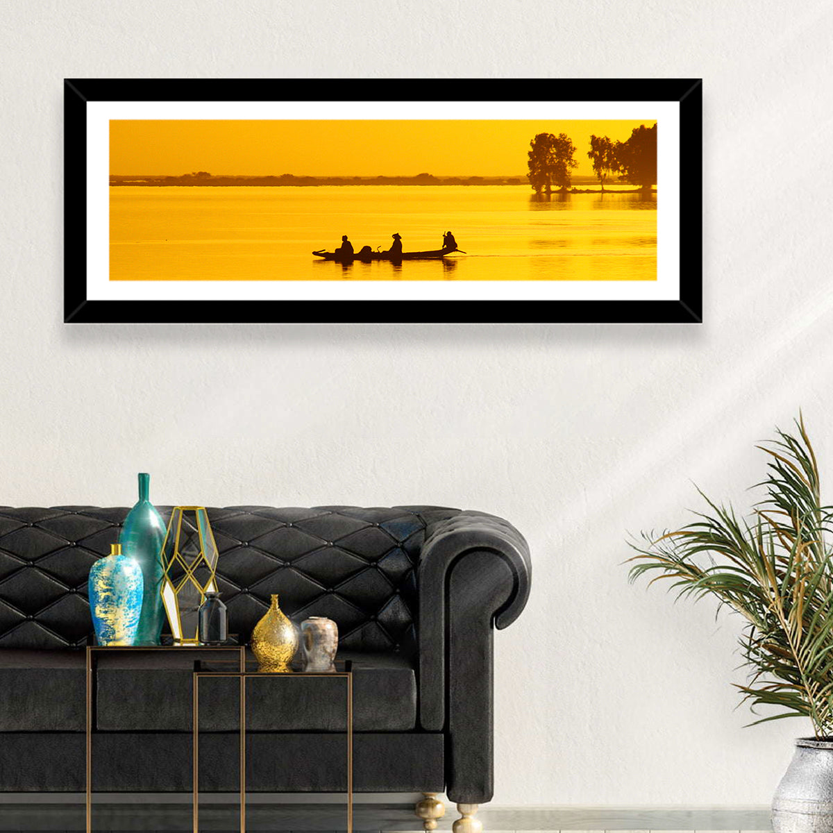 Pirogue at Golden Dusk Wall Art