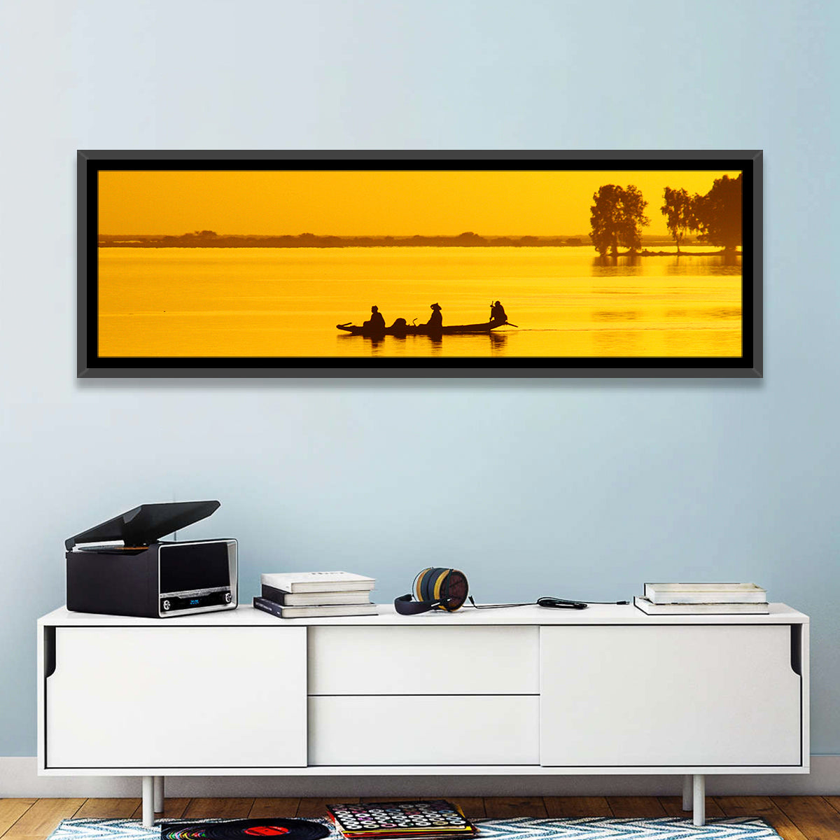 Pirogue at Golden Dusk Wall Art
