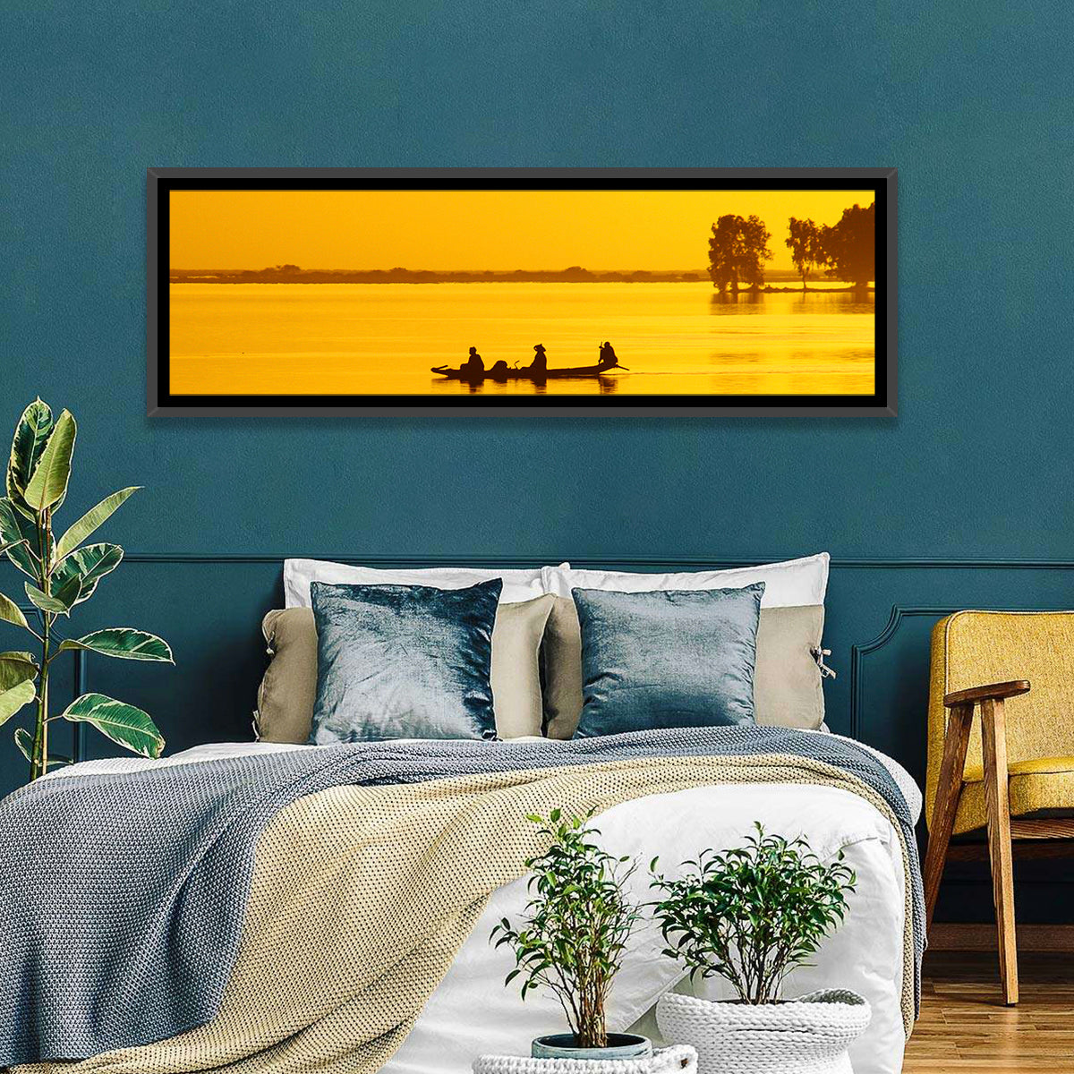 Pirogue at Golden Dusk Wall Art