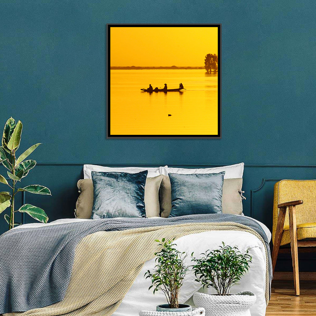 Pirogue at Golden Dusk Wall Art
