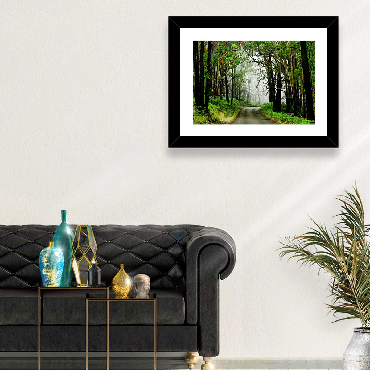 Foggy Forest Road Wall Art